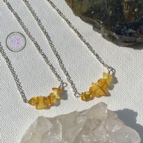 Baltic Amber Chip Healing Bar Necklace